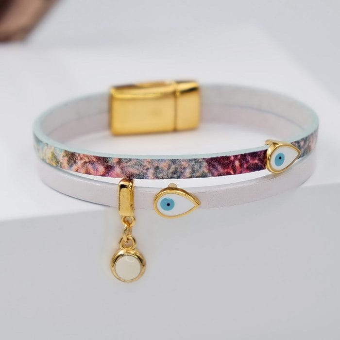 Δερμάτινο βραχιόλι με σταγόνες-μάτια - Image 2