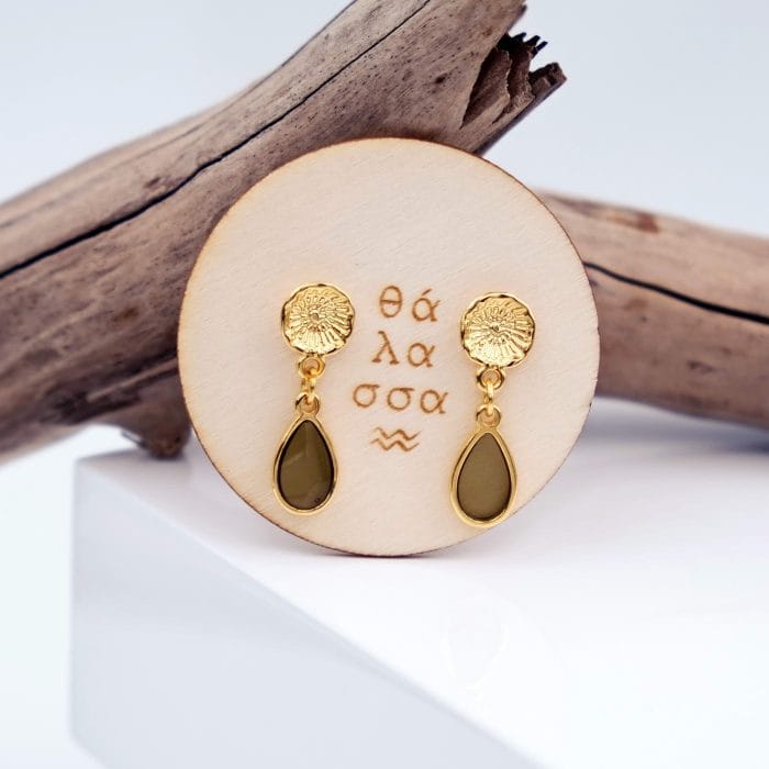 Καρφωτά σκουλαρίκια με γυάλινη σταγόνα - Image 2