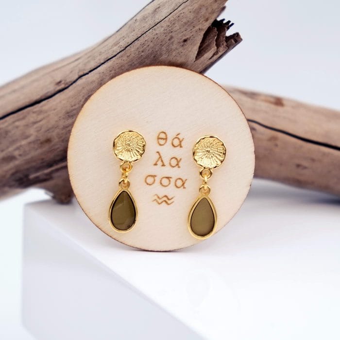 Καρφωτά σκουλαρίκια με γυάλινη σταγόνα - Image 3