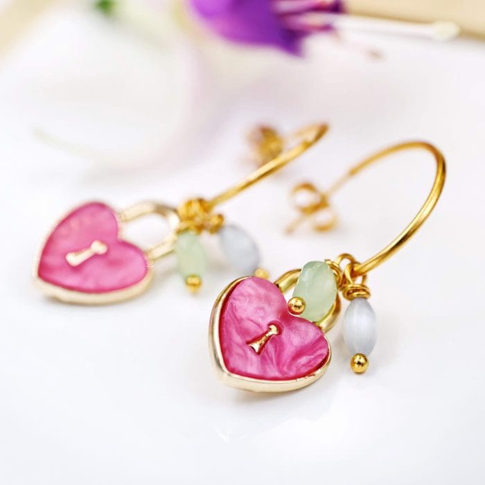 Σκουλαρίκια κρίκοι με καρδούλα - Image 4