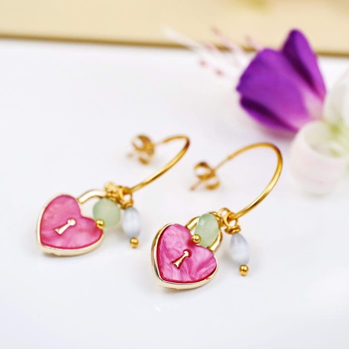 Σκουλαρίκια κρίκοι με καρδούλα - Image 3