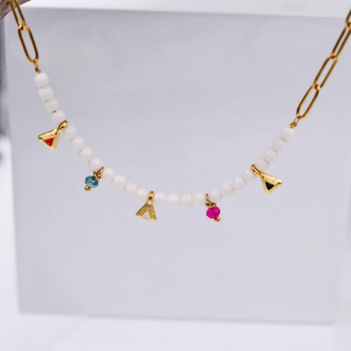 Κοντό κολιέ με ημιπολύτιμες χάντρες - Image 2