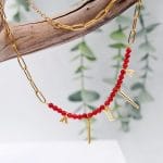 Κοντό κολιέ με ημιπολύτιμες χάντρες - Image 3