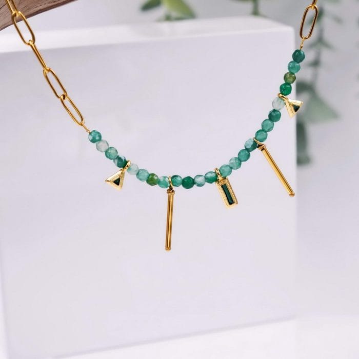 Κοντό κολιέ με ημιπολύτιμες χάντρες - Image 2