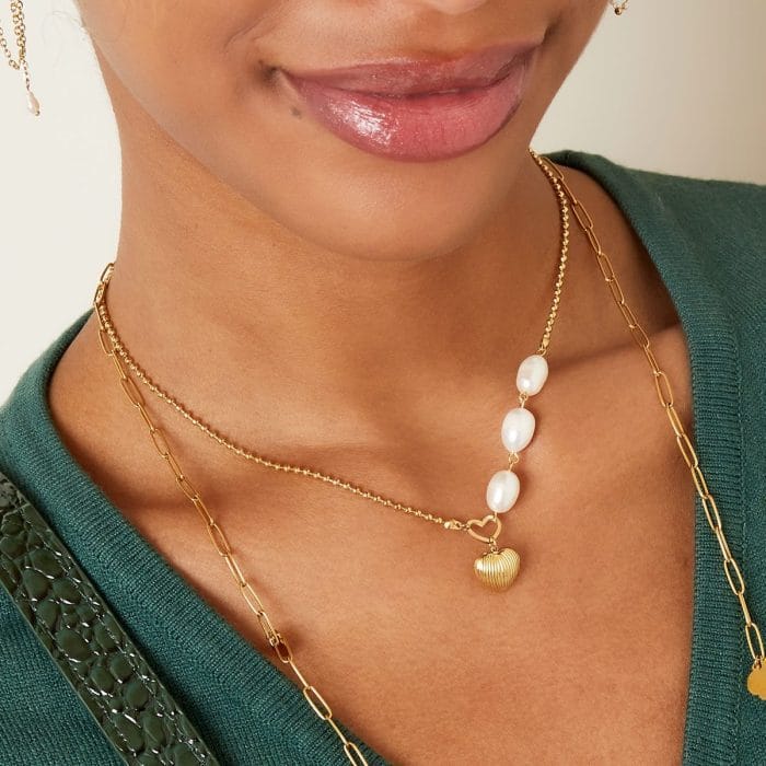 Κολιέ από ατσάλι με μαργαριτάρια - Image 2