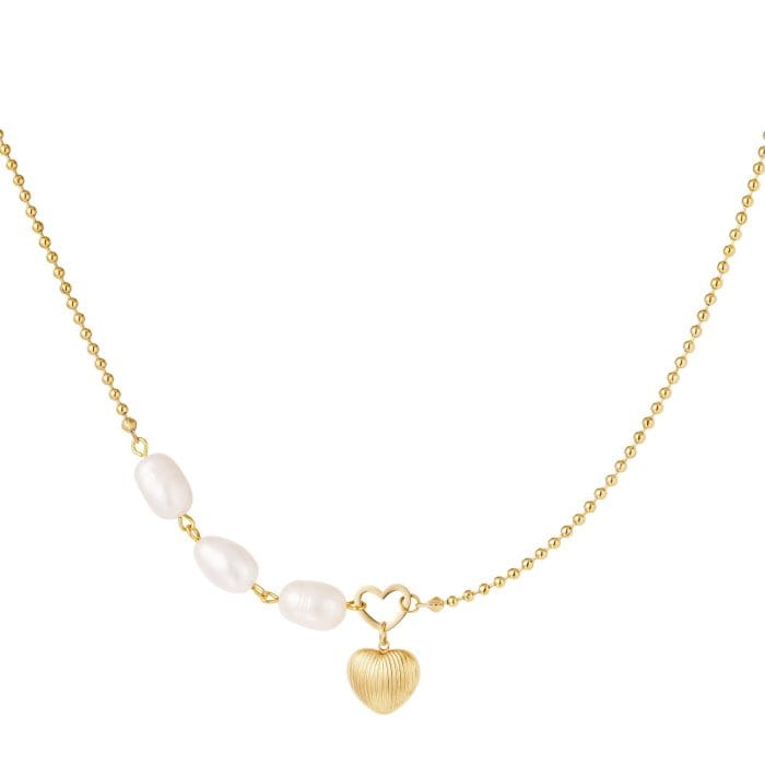 Κολιέ από ατσάλι με μαργαριτάρια