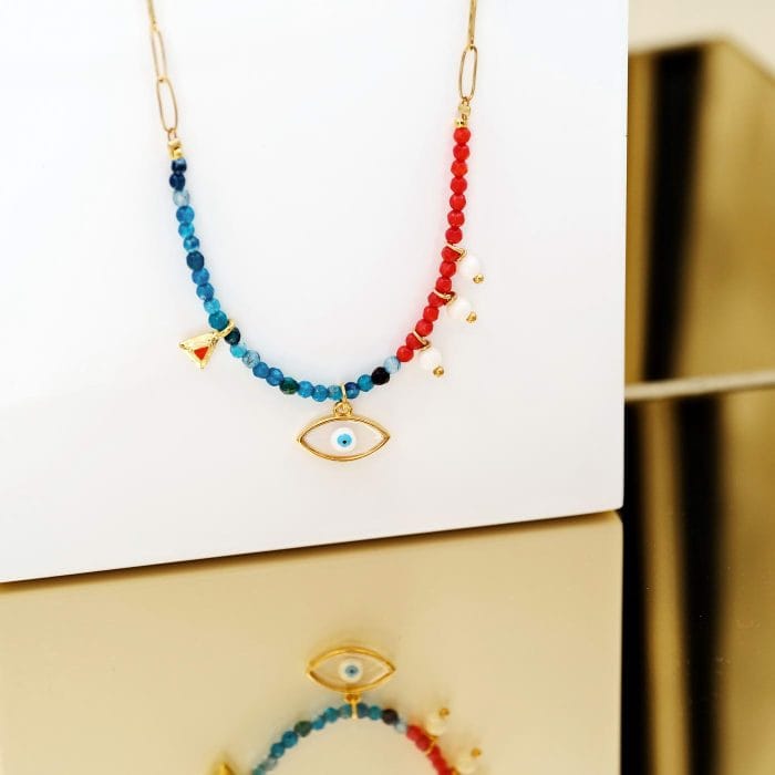 Κολιέ με αχάτη και κοράλλια Κολιέ με αχάτη και κοράλλια