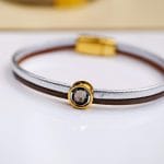 Χειροποίητο δερμάτινο βραχιόλι Silver touch - Image 2