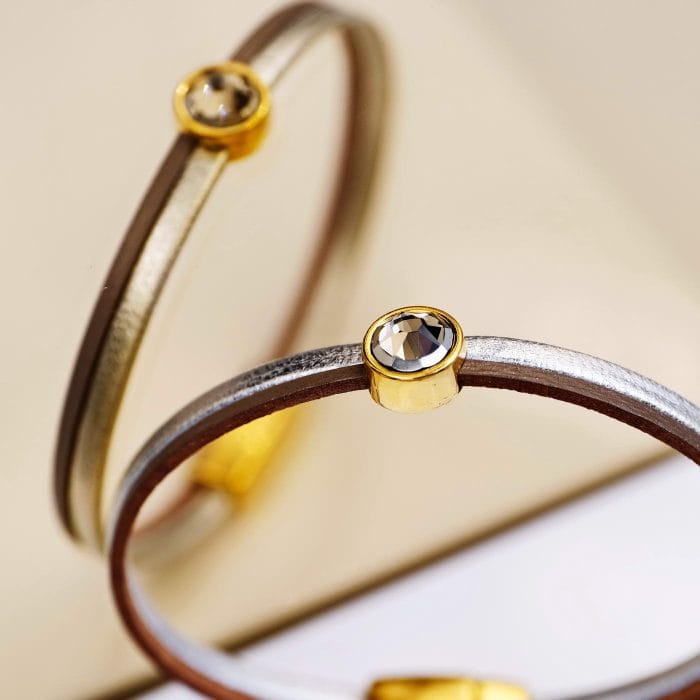 Χειροποίητο δερμάτινο βραχιόλι Silver touch - Image 3