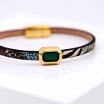 Χειροποίητο δερμάτινο βραχιόλι Enamel green - Image 2