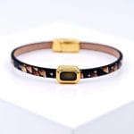 Χειροποίητο δερμάτινο βραχιόλι Enamel olive - Image 2