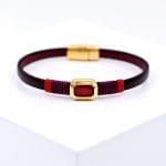 Χειροποίητο δερμάτινο βραχιόλι Enamel red - Image 3