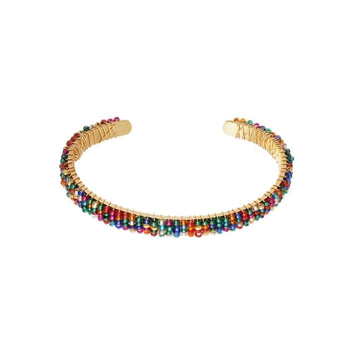 Βραχιόλι χειροπέδα με γυάλινες χάντρες - Image 2