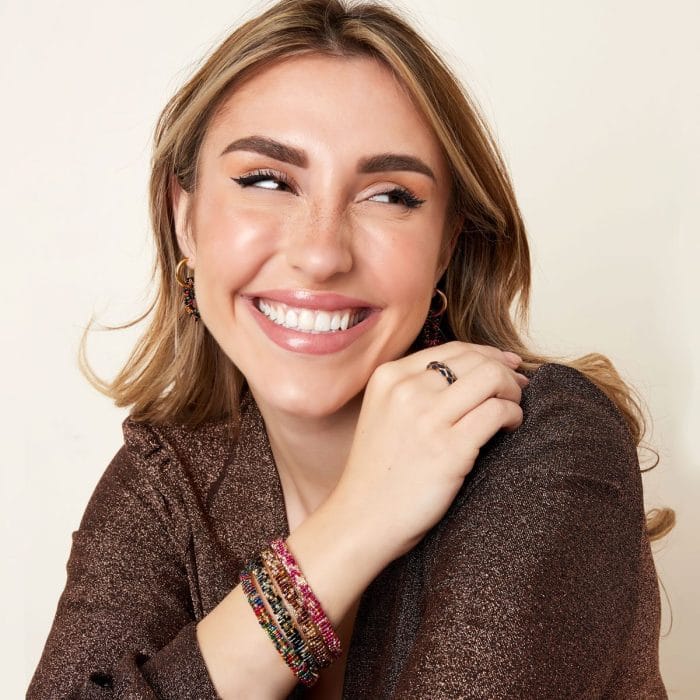 Βραχιόλι χειροπέδα με γυάλινες χάντρες - Image 2