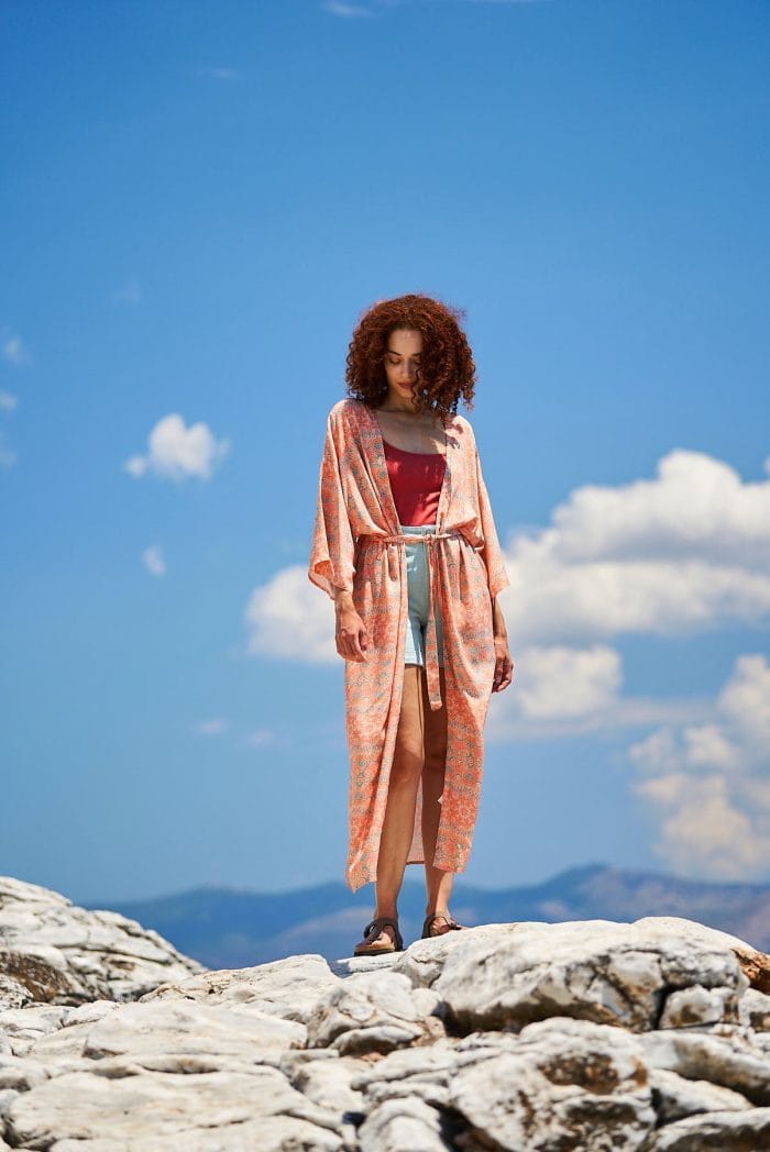 Μακρύ καφτάνι-κιμονό KOKKOSAMMOU Crete - Image 5