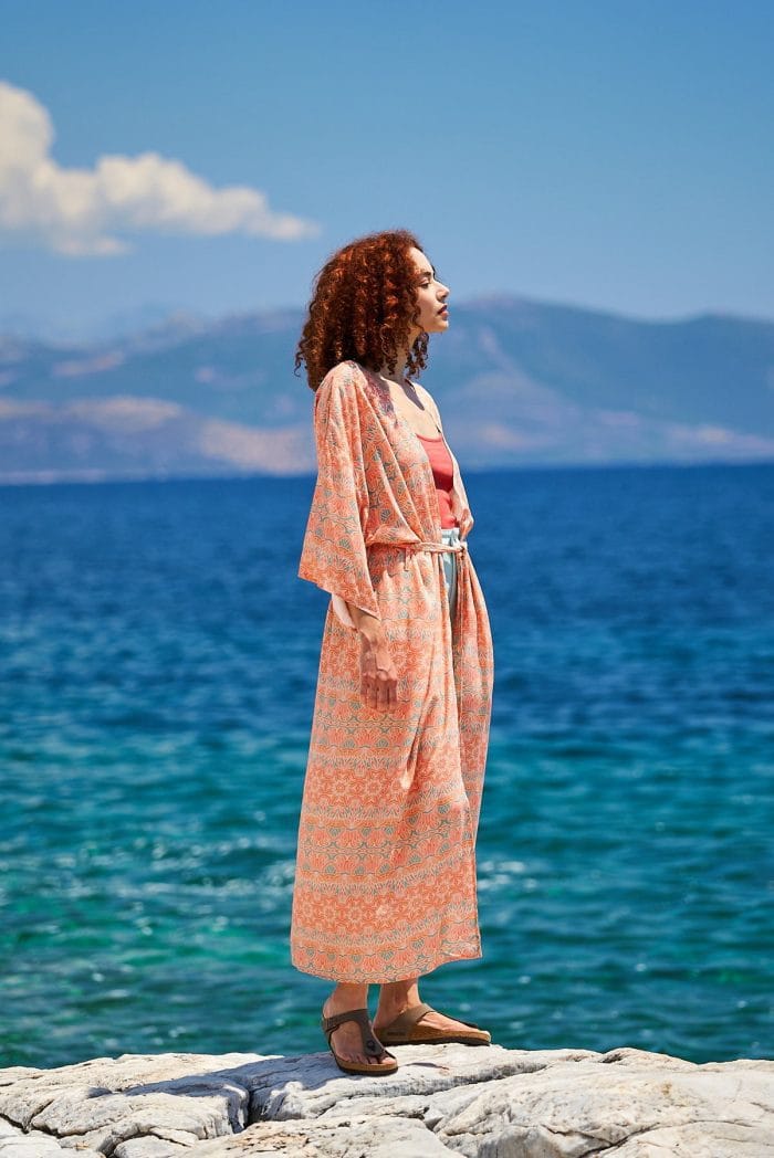 Μακρύ καφτάνι-κιμονό KOKKOSAMMOU Crete